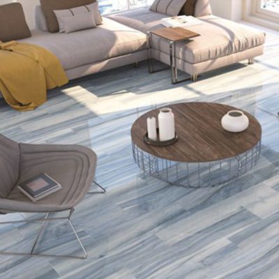 wood look tile floors in a Tacoma living room